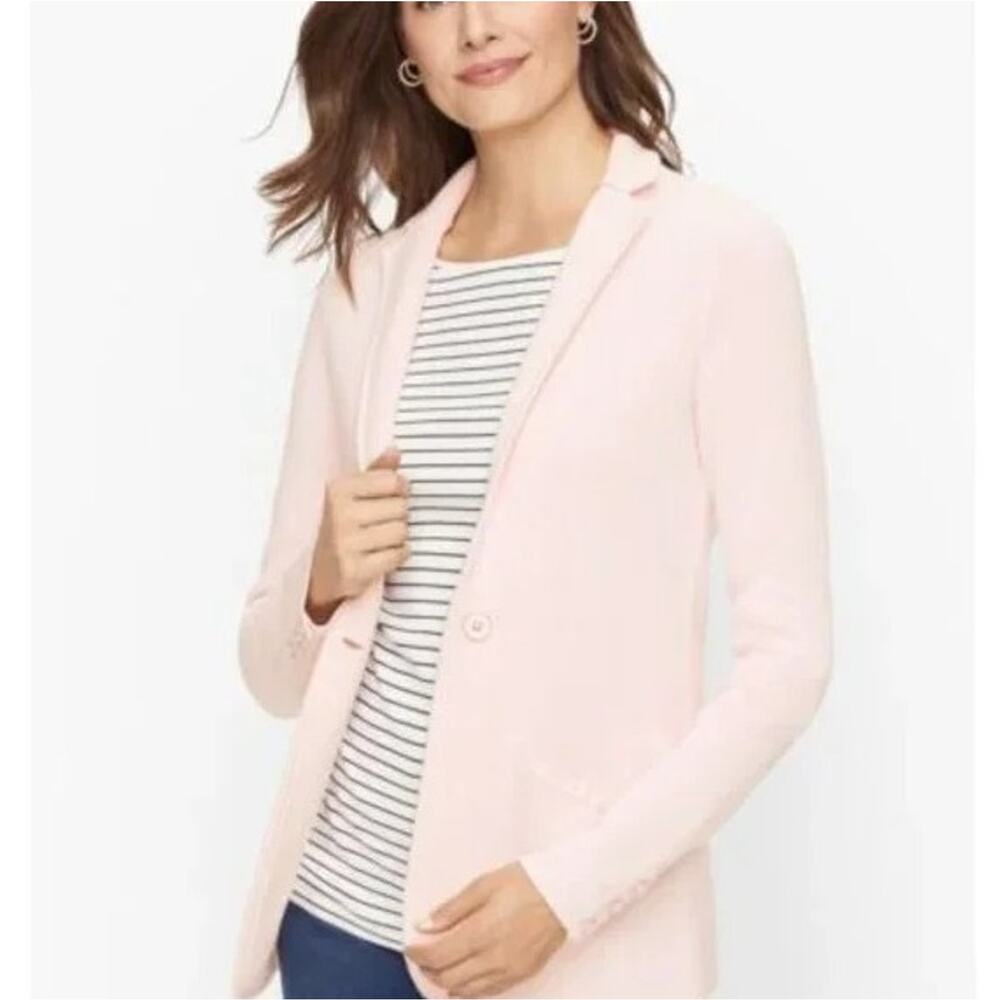 Talbots Plus Size 2X Pink Collared Button Merino … - image 2